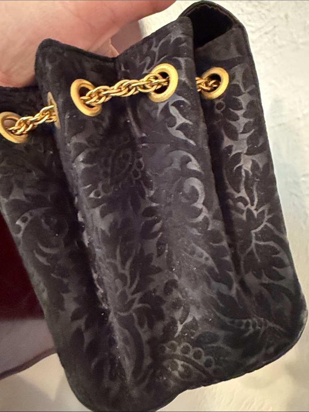 👛👛👛BOGOHO👛👛👛VTG Koret Black Floral-Embossed Chain Shoulder Bag - Picture 11 of 16